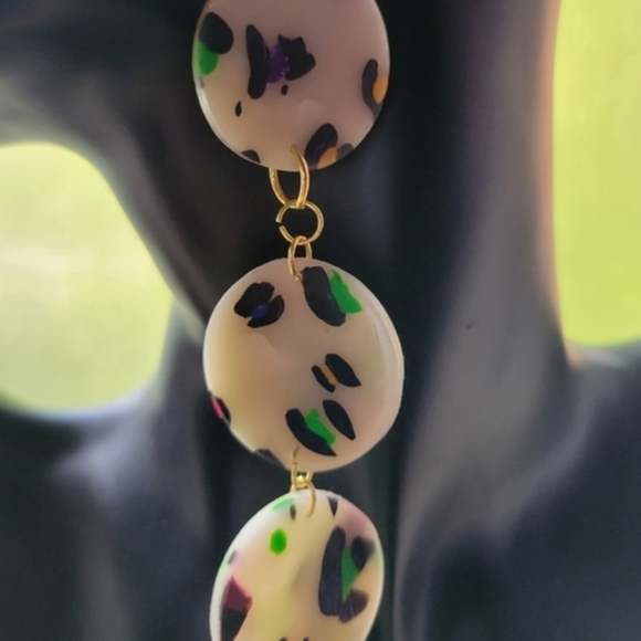 Leopard print polymer clay earrings - Picture 1 of 2